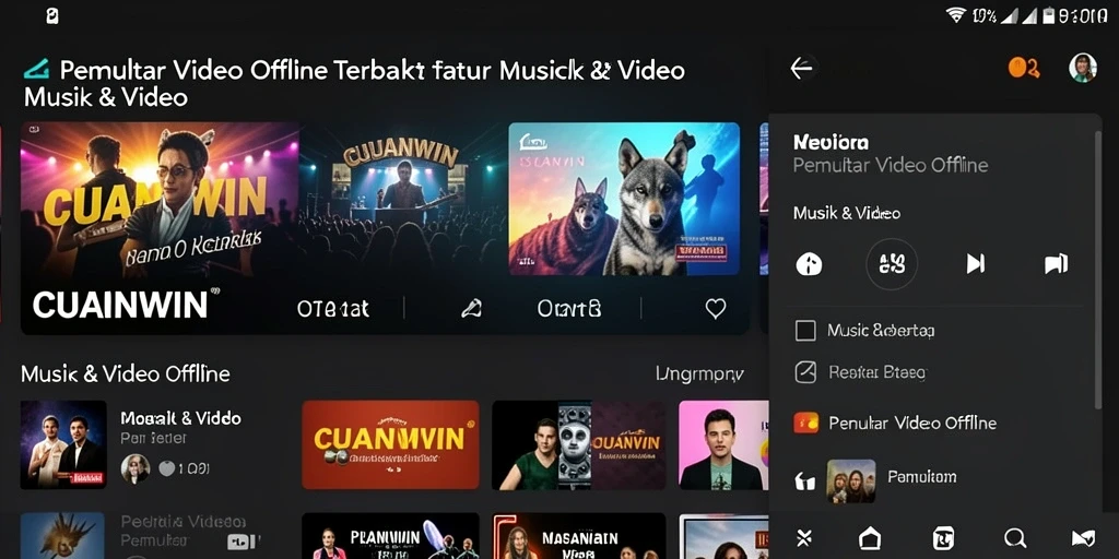Antarmuka CUANWIN yang bersih dan mudah digunakan untuk pemutar video offline.