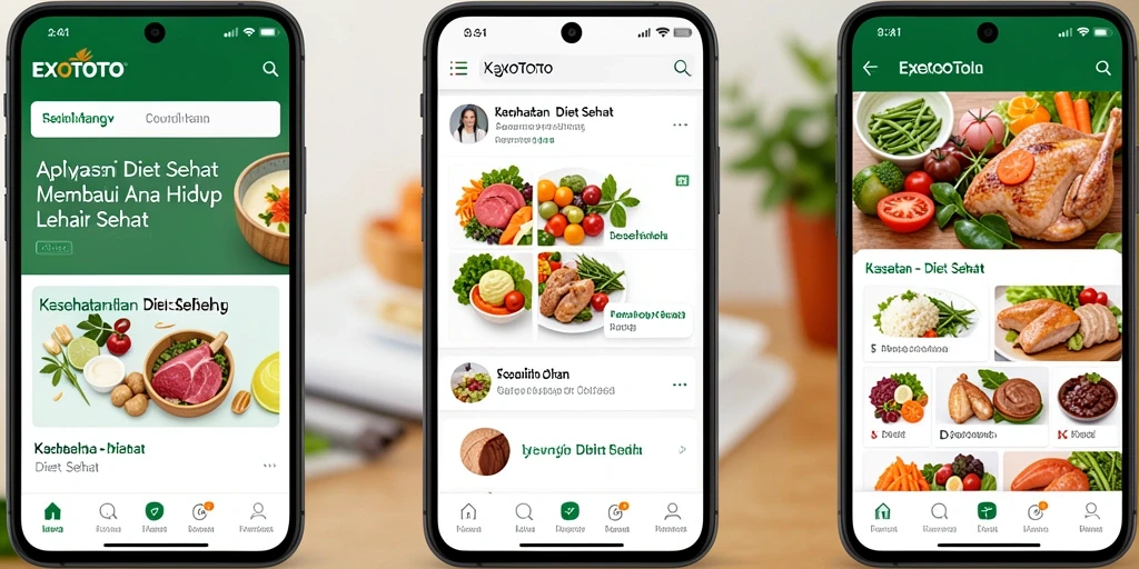 Tampilan intuitif dari aplikasi EXOTOTO untuk Diet Sehat.