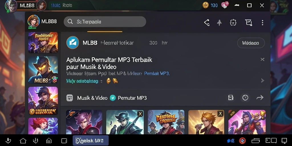Tampilan antarmuka utama aplikasi Pemutar MP3 MLBB8 yang menarik.