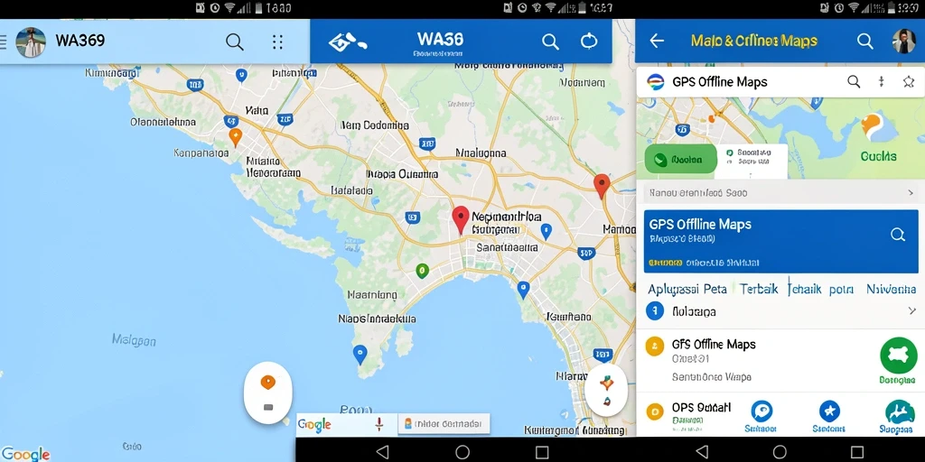 Antarmuka pengguna WA369 dengan peta offline yang jelas dan informatif.